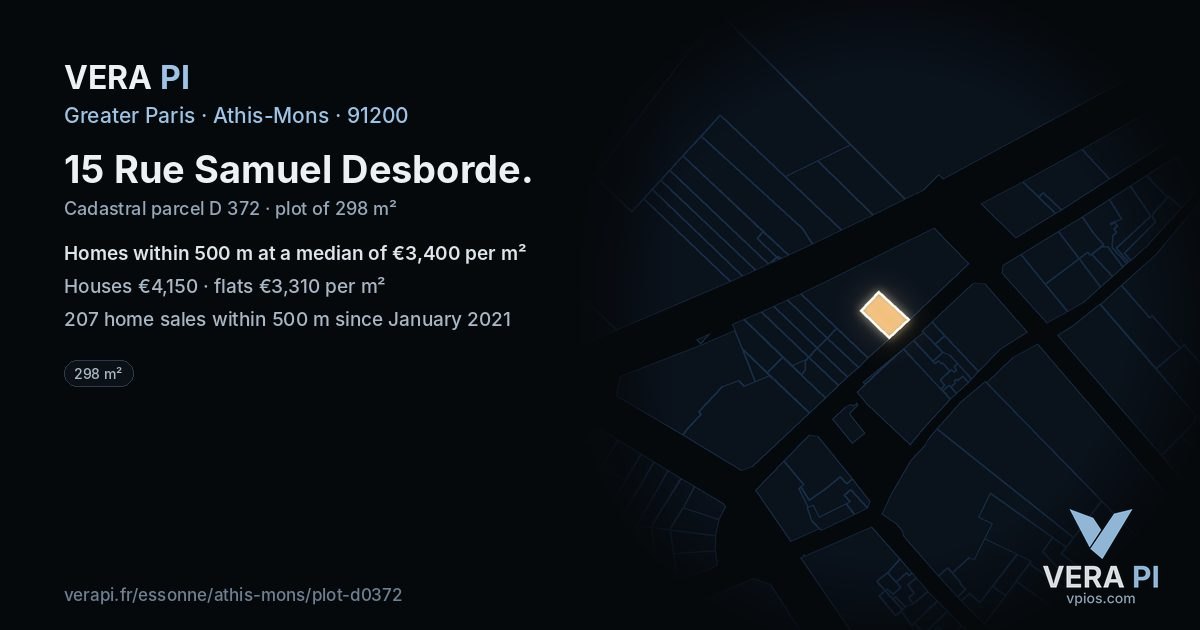 15 Rue Samuel Desborde, Athis-Mons at night – the plot lit, the parcels around coloured by the prices near them