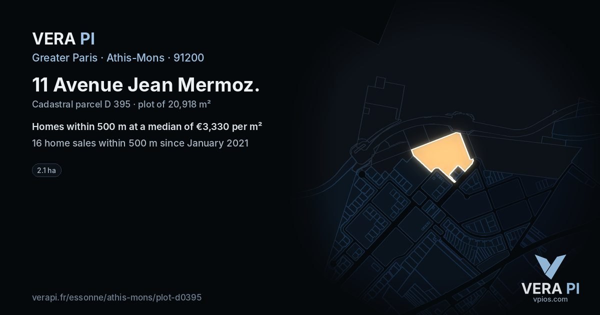 11 Avenue Jean Mermoz, Athis-Mons at night – the plot lit, the parcels around coloured by the prices near them