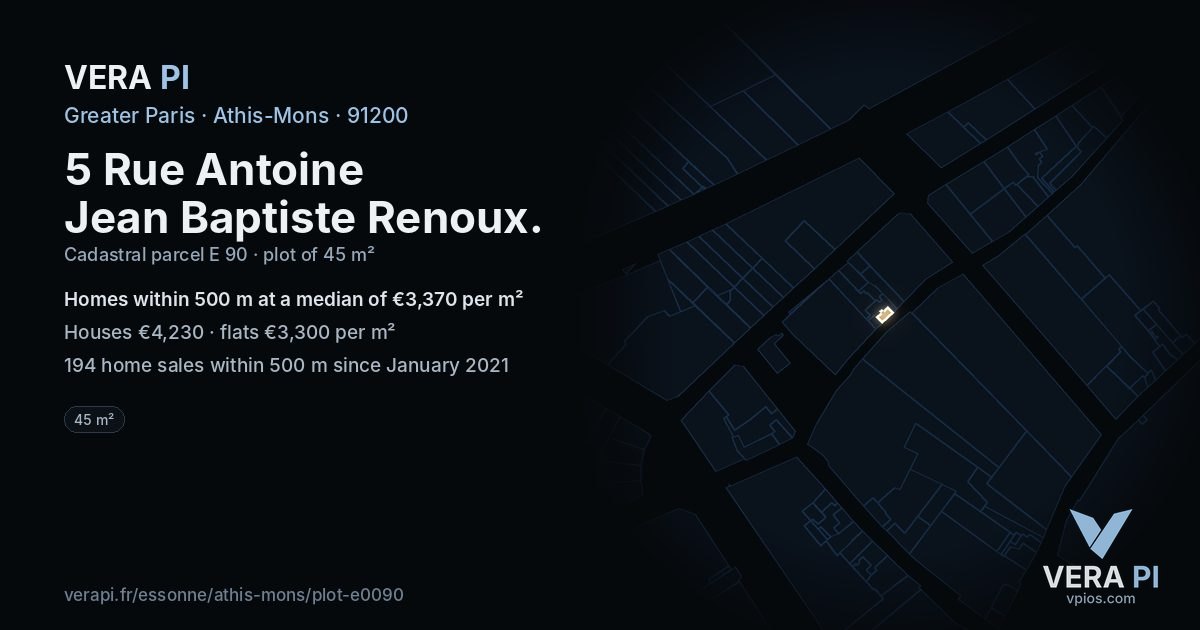 5 Rue Antoine Jean Baptiste Renoux, Athis-Mons at night – the plot lit, the parcels around coloured by the prices near them