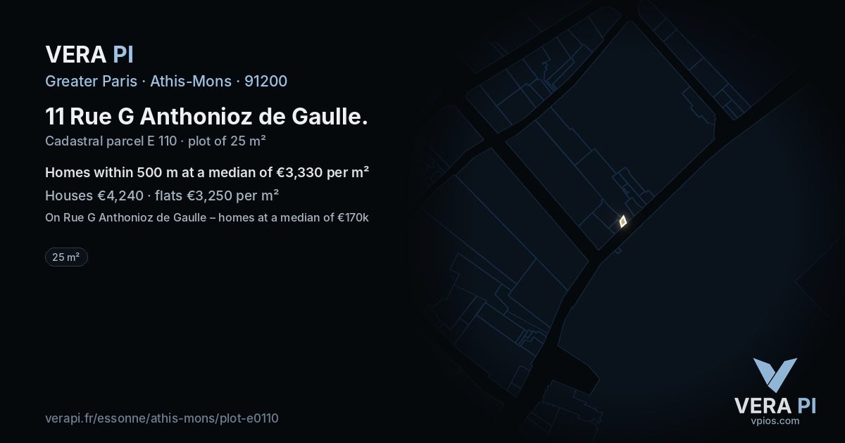 11 Rue G Anthonioz de Gaulle, Athis-Mons at night – the plot lit, the parcels around coloured by the prices near them