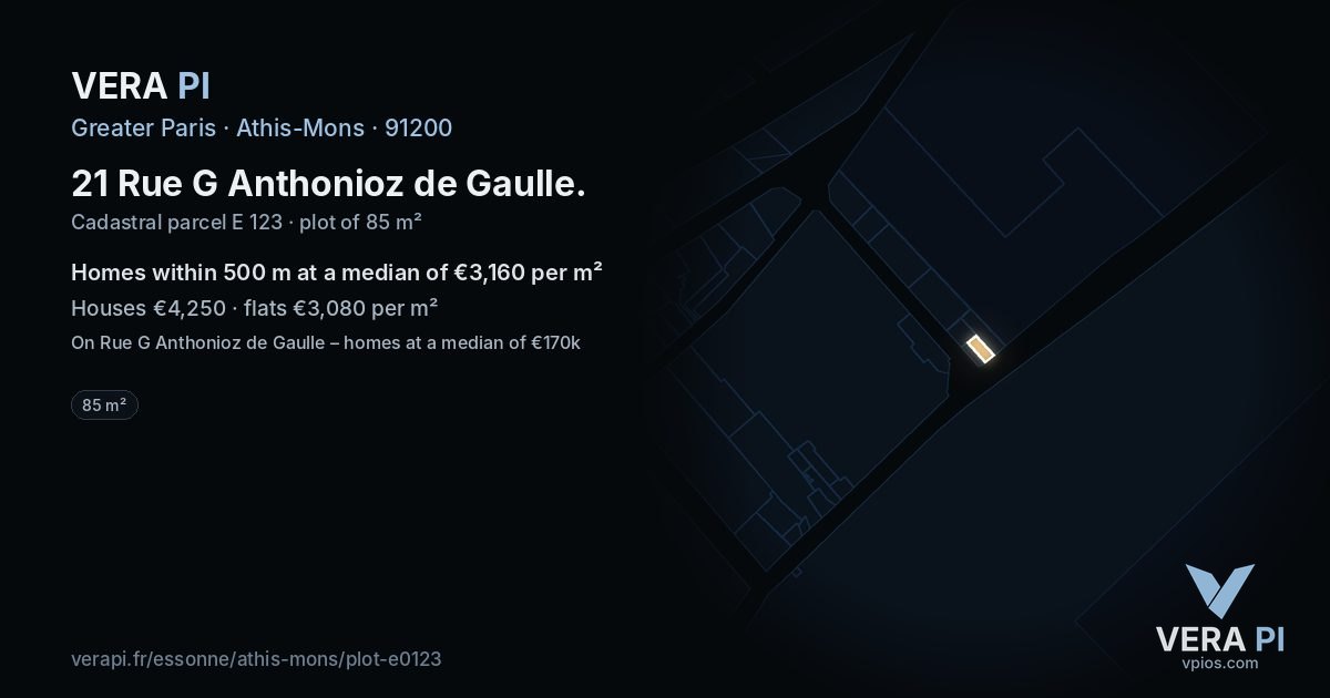 21 Rue G Anthonioz de Gaulle, Athis-Mons at night – the plot lit, the parcels around coloured by the prices near them