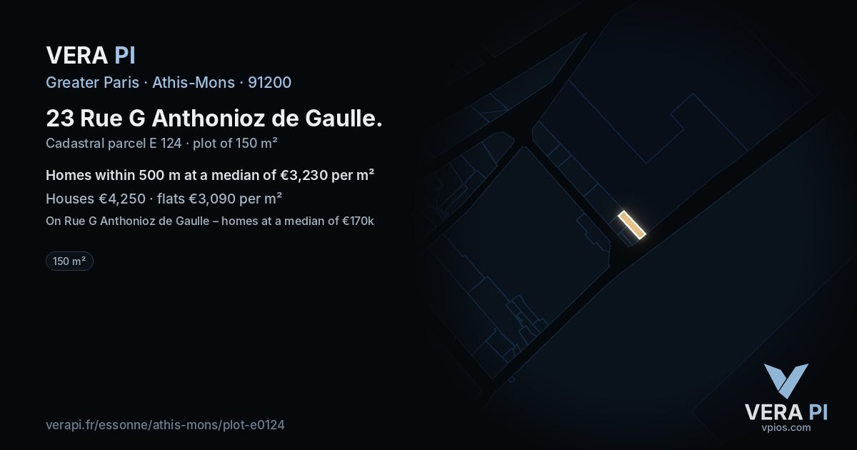 23 Rue G Anthonioz de Gaulle, Athis-Mons at night – the plot lit, the parcels around coloured by the prices near them