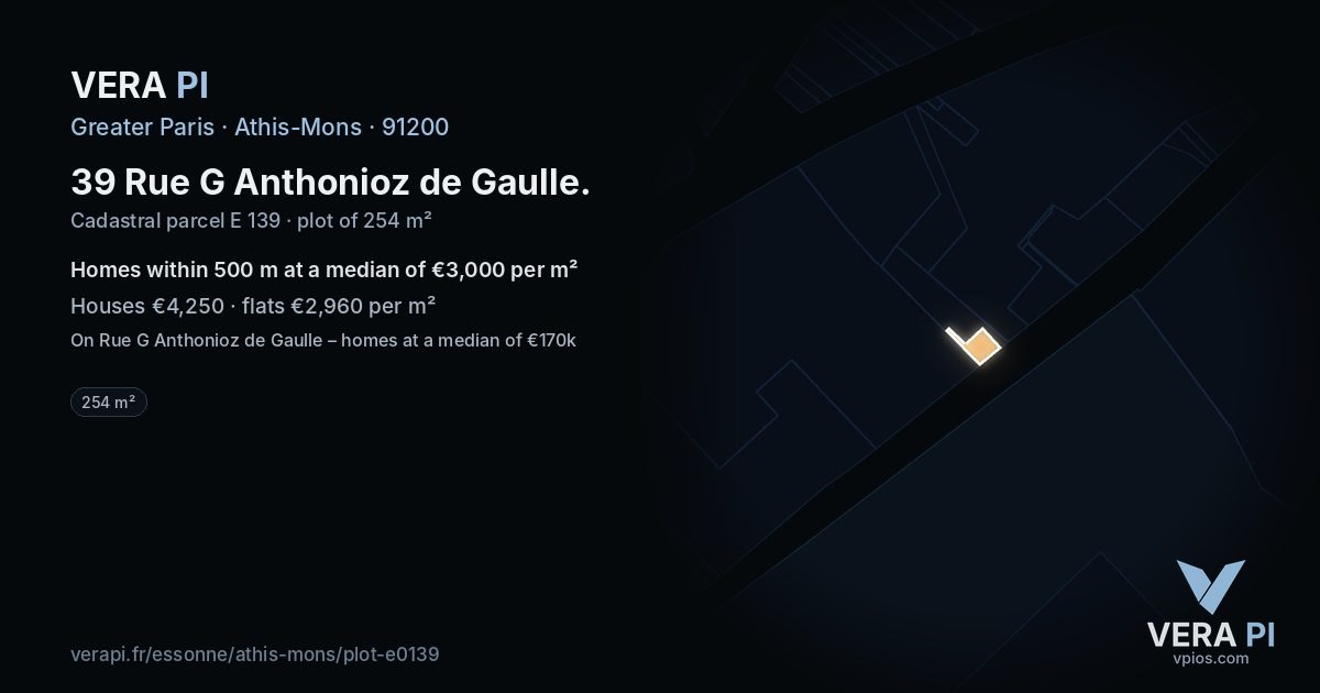 39 Rue G Anthonioz de Gaulle, Athis-Mons at night – the plot lit, the parcels around coloured by the prices near them
