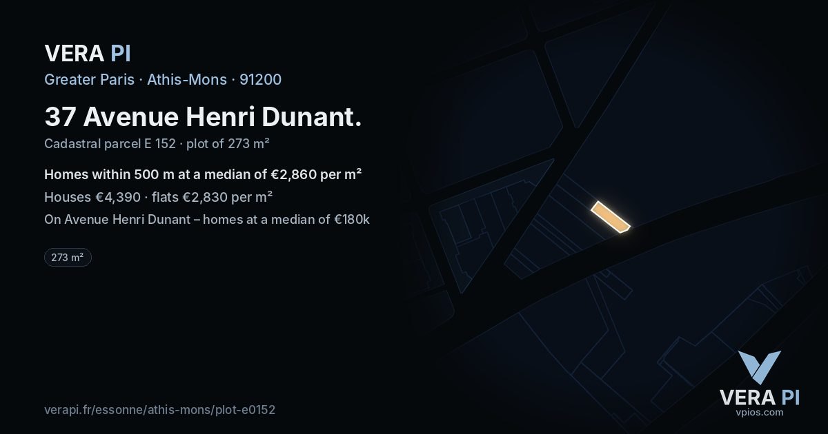 37 Avenue Henri Dunant, Athis-Mons at night – the plot lit, the parcels around coloured by the prices near them