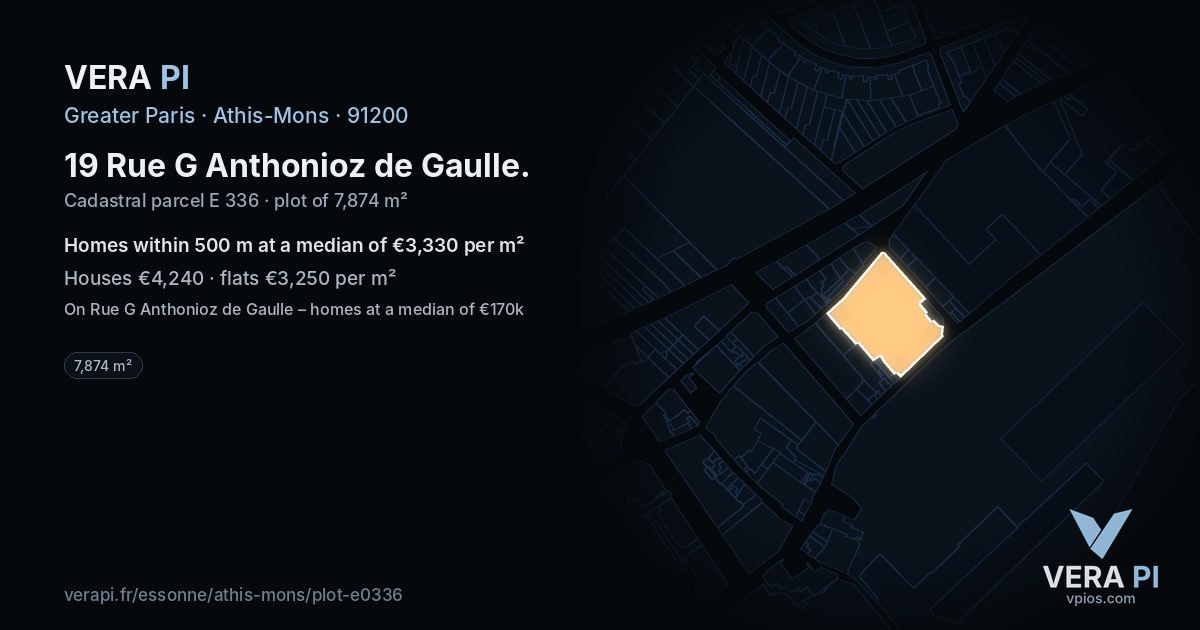 19 Rue G Anthonioz de Gaulle, Athis-Mons at night – the plot lit, the parcels around coloured by the prices near them