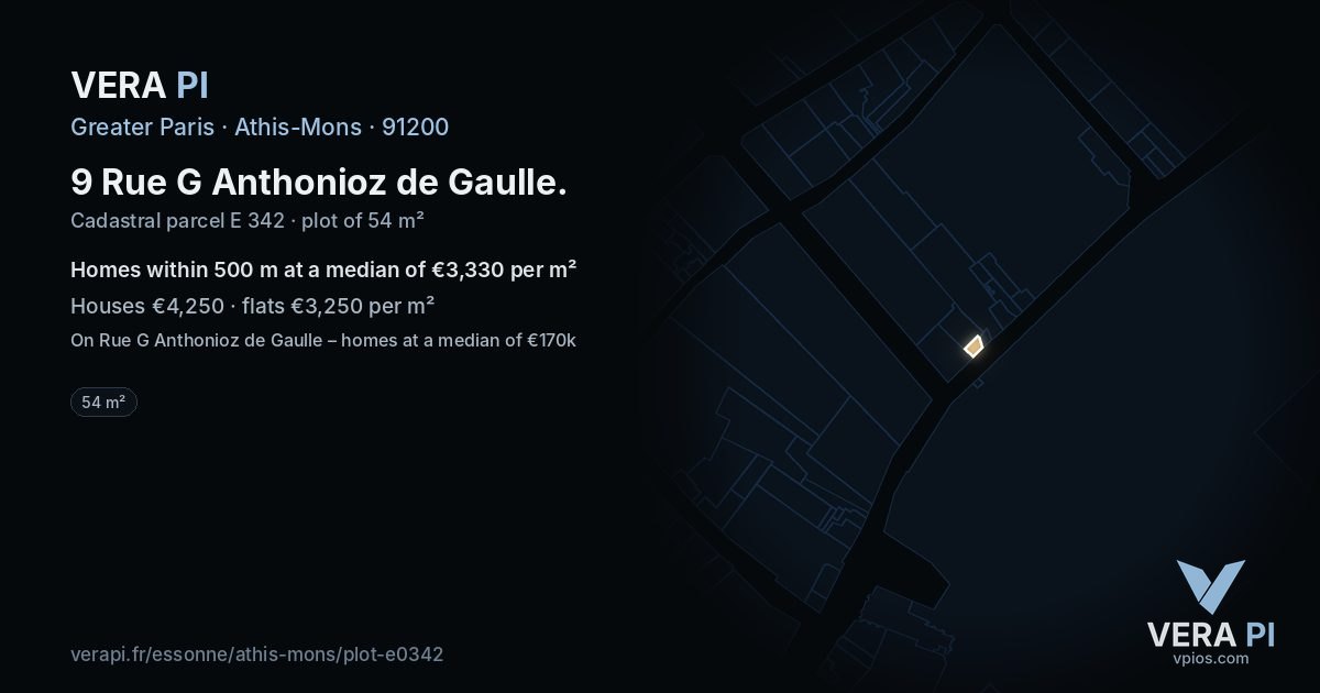 9 Rue G Anthonioz de Gaulle, Athis-Mons at night – the plot lit, the parcels around coloured by the prices near them