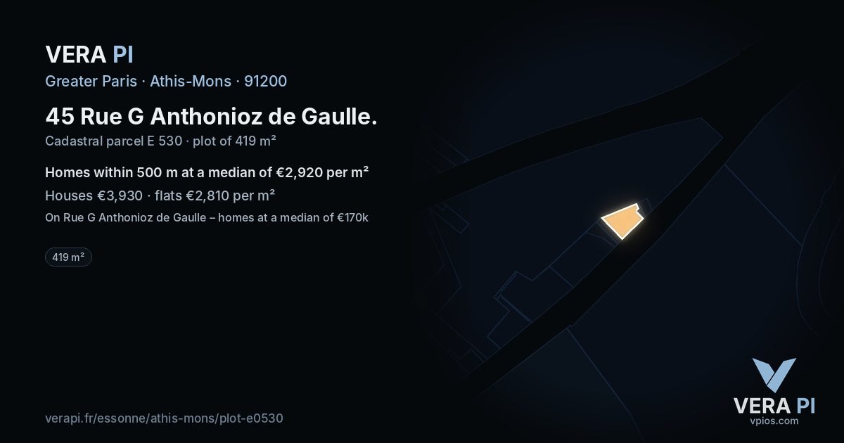 45 Rue G Anthonioz de Gaulle, Athis-Mons at night – the plot lit, the parcels around coloured by the prices near them