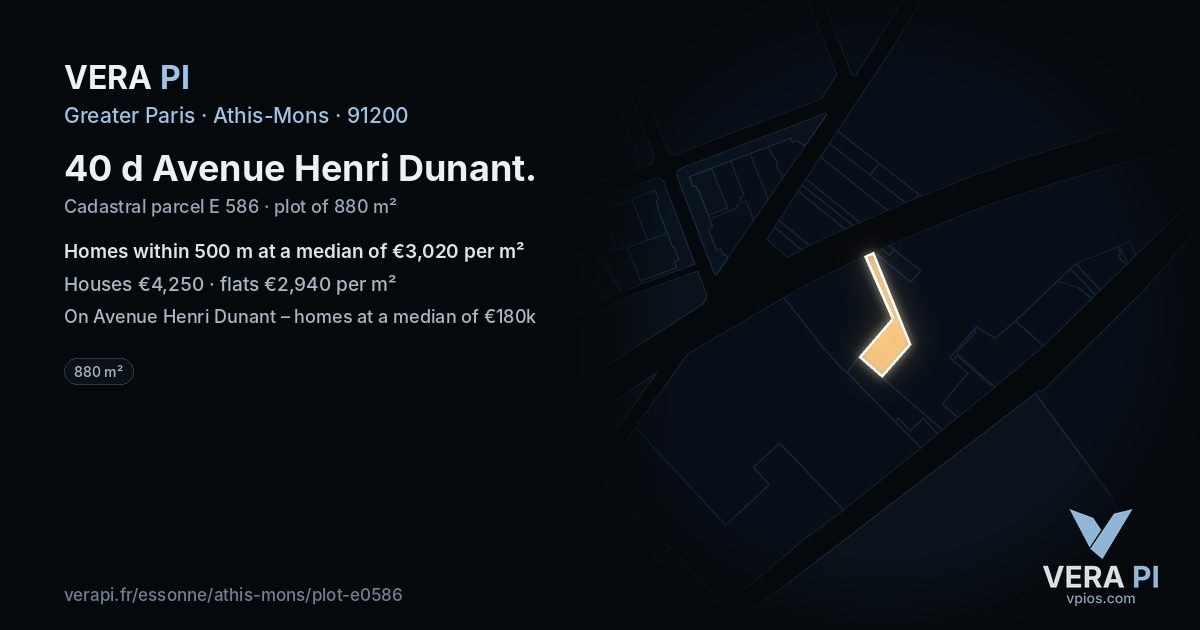 40 d Avenue Henri Dunant, Athis-Mons at night – the plot lit, the parcels around coloured by the prices near them