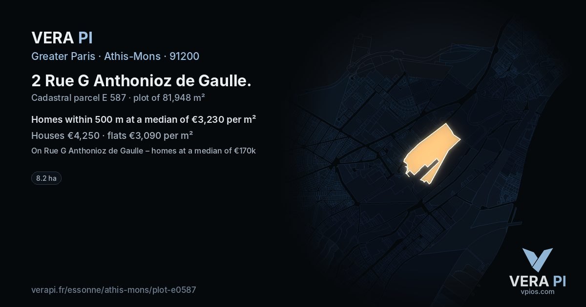 2 Rue G Anthonioz de Gaulle, Athis-Mons at night – the plot lit, the parcels around coloured by the prices near them