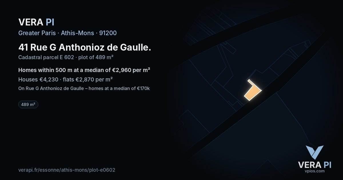 41 Rue G Anthonioz de Gaulle, Athis-Mons at night – the plot lit, the parcels around coloured by the prices near them