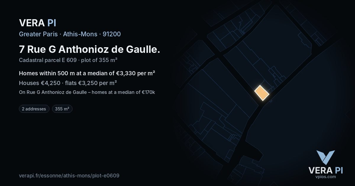7 Rue G Anthonioz de Gaulle, Athis-Mons at night – the plot lit, the parcels around coloured by the prices near them