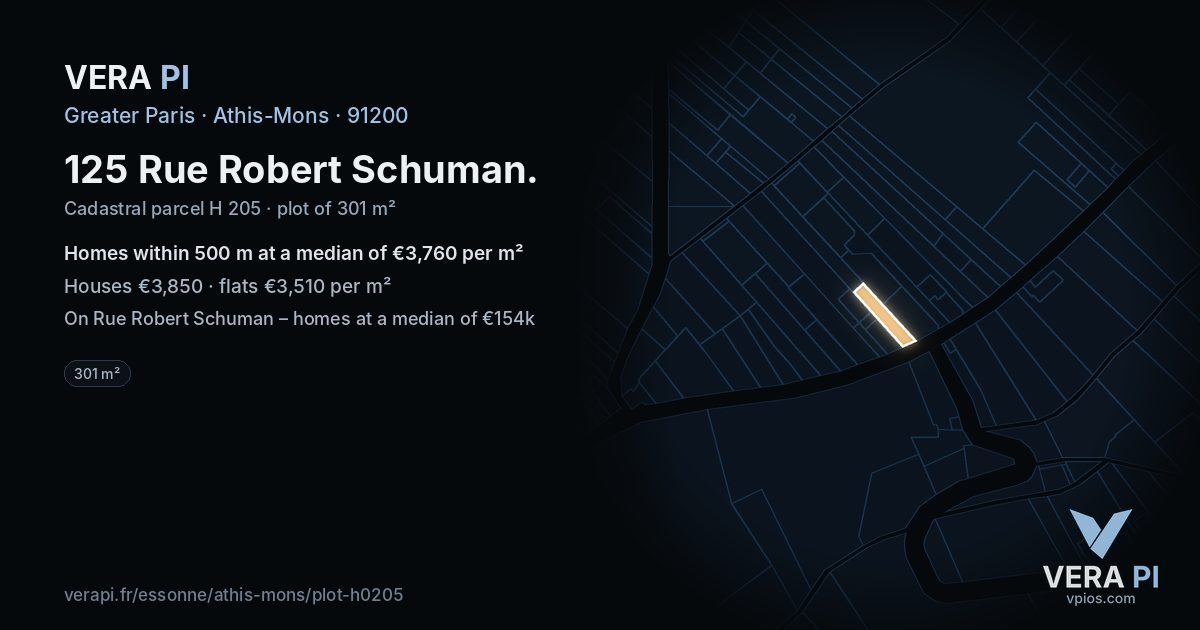 125 Rue Robert Schuman, Athis-Mons at night – the plot lit, the parcels around coloured by the prices near them