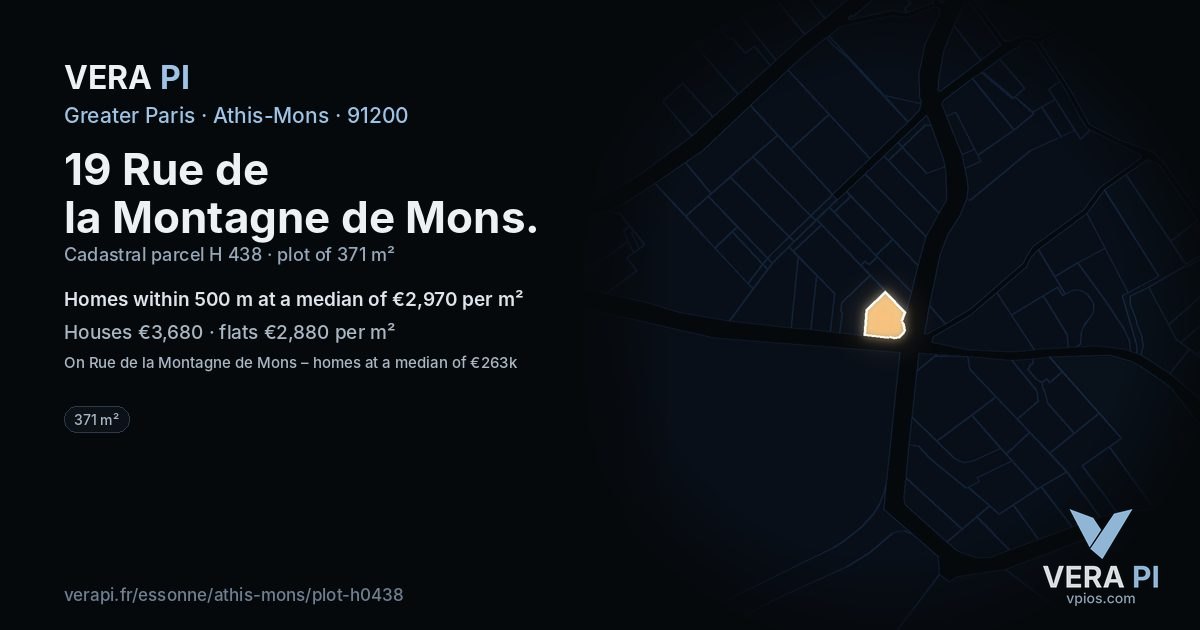 19 Rue de la Montagne de Mons, Athis-Mons at night – the plot lit, the parcels around coloured by the prices near them