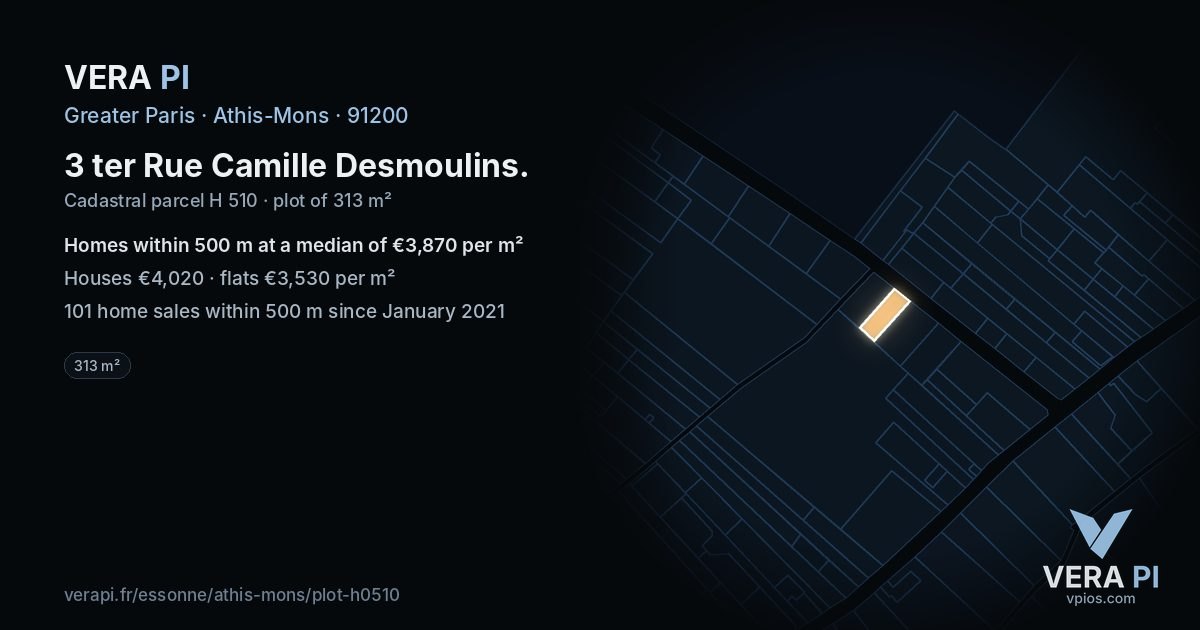 3 ter Rue Camille Desmoulins, Athis-Mons at night – the plot lit, the parcels around coloured by the prices near them