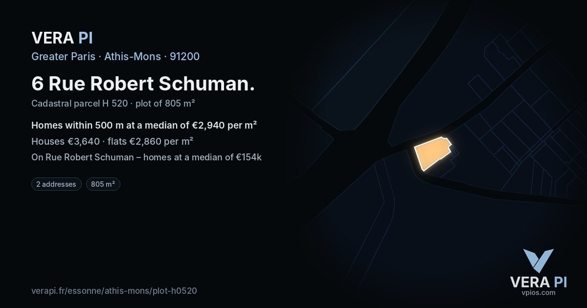 6 Rue Robert Schuman, Athis-Mons at night – the plot lit, the parcels around coloured by the prices near them