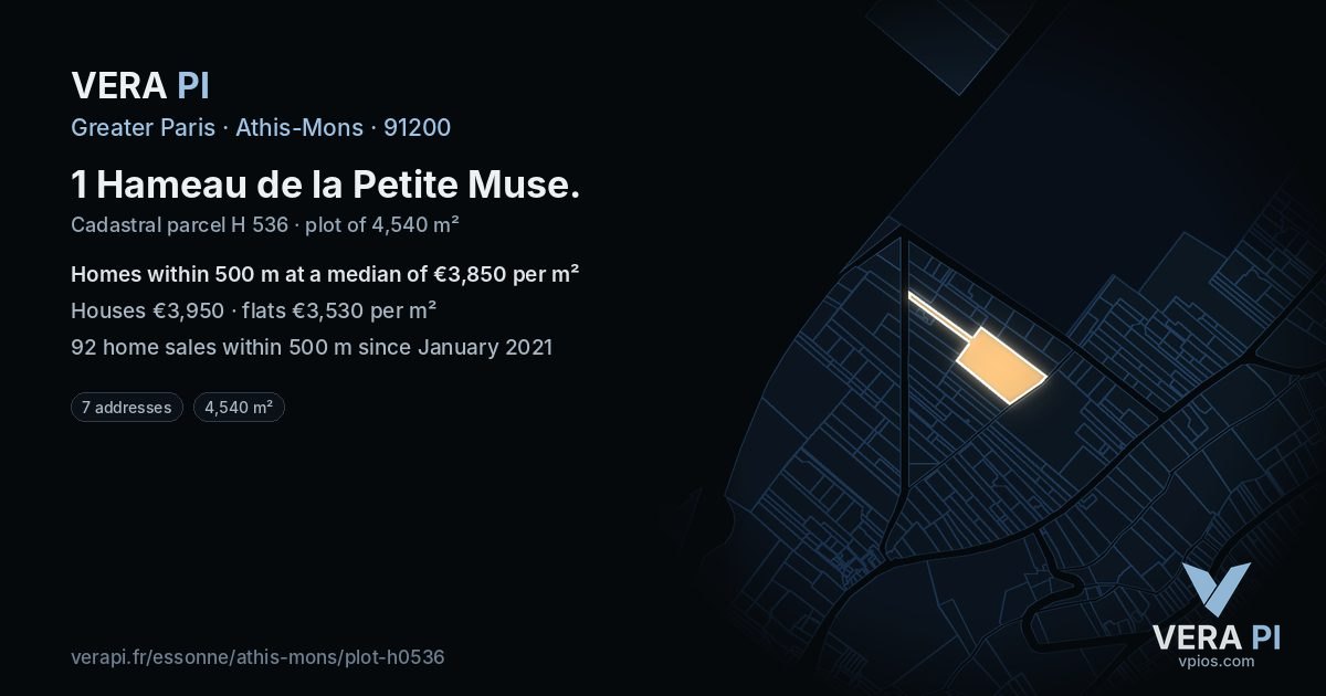 1 Hameau de la Petite Muse, Athis-Mons at night – the plot lit, the parcels around coloured by the prices near them