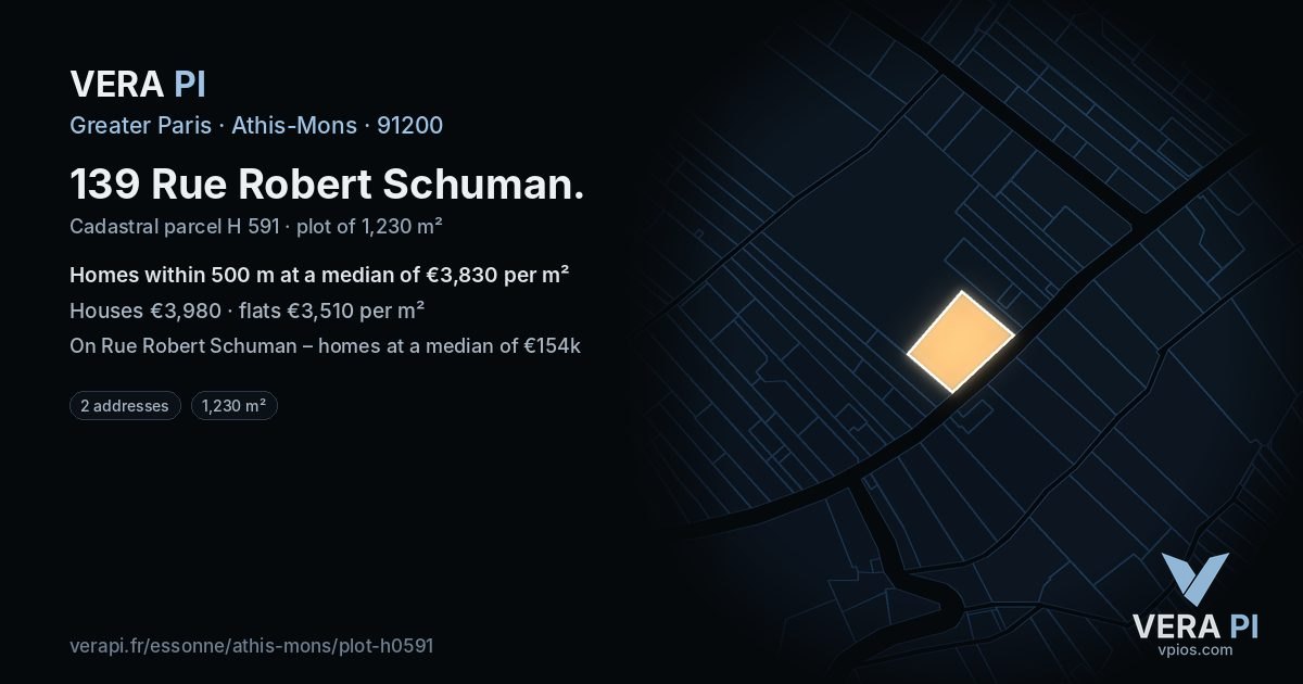 139 Rue Robert Schuman, Athis-Mons at night – the plot lit, the parcels around coloured by the prices near them
