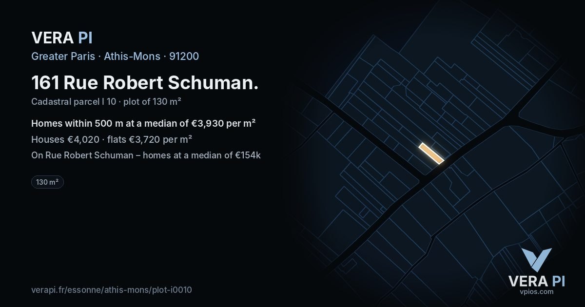 161 Rue Robert Schuman, Athis-Mons at night – the plot lit, the parcels around coloured by the prices near them