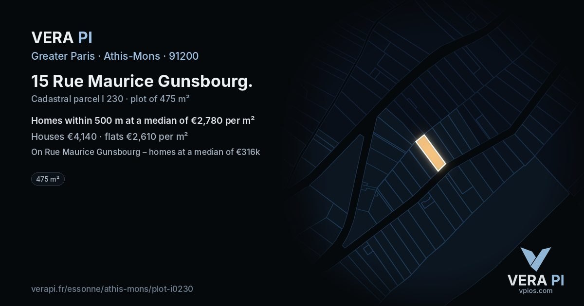 15 Rue Maurice Gunsbourg, Athis-Mons at night – the plot lit, the parcels around coloured by the prices near them