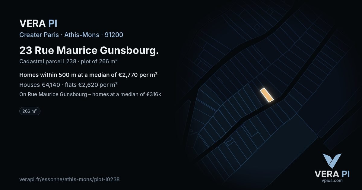 23 Rue Maurice Gunsbourg, Athis-Mons at night – the plot lit, the parcels around coloured by the prices near them