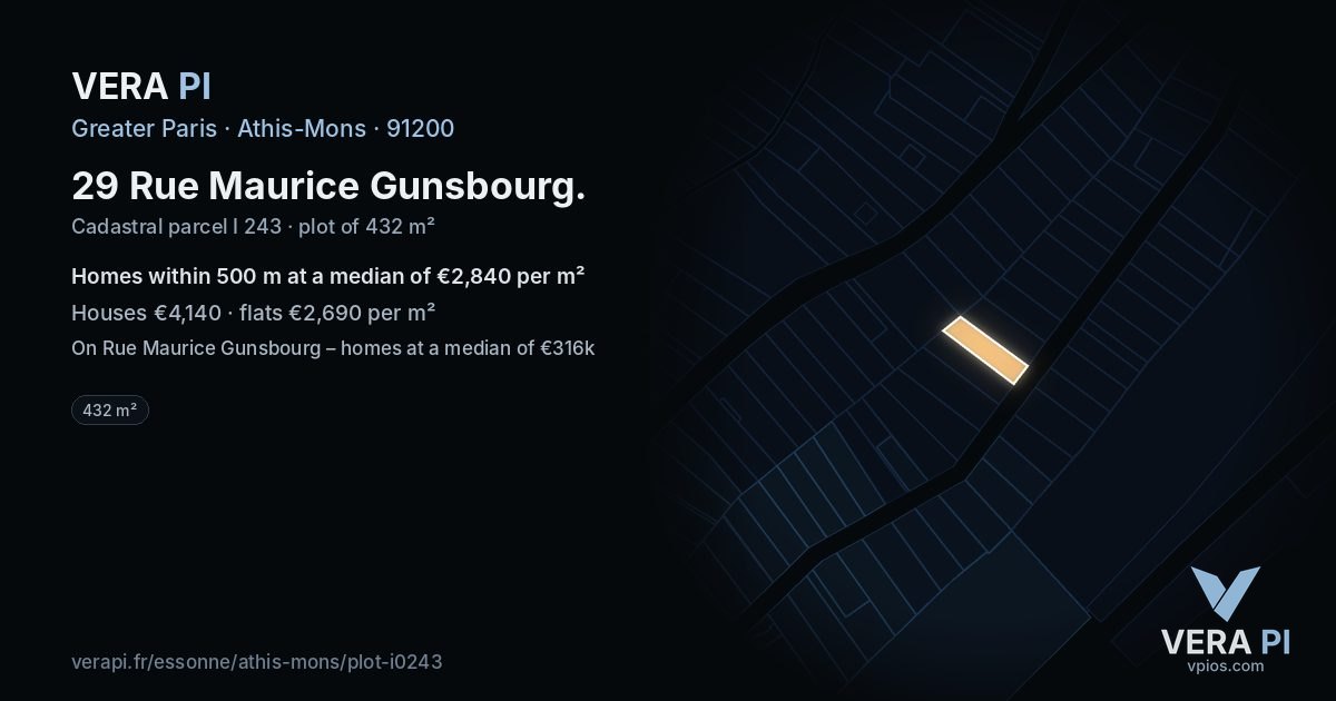 29 Rue Maurice Gunsbourg, Athis-Mons at night – the plot lit, the parcels around coloured by the prices near them