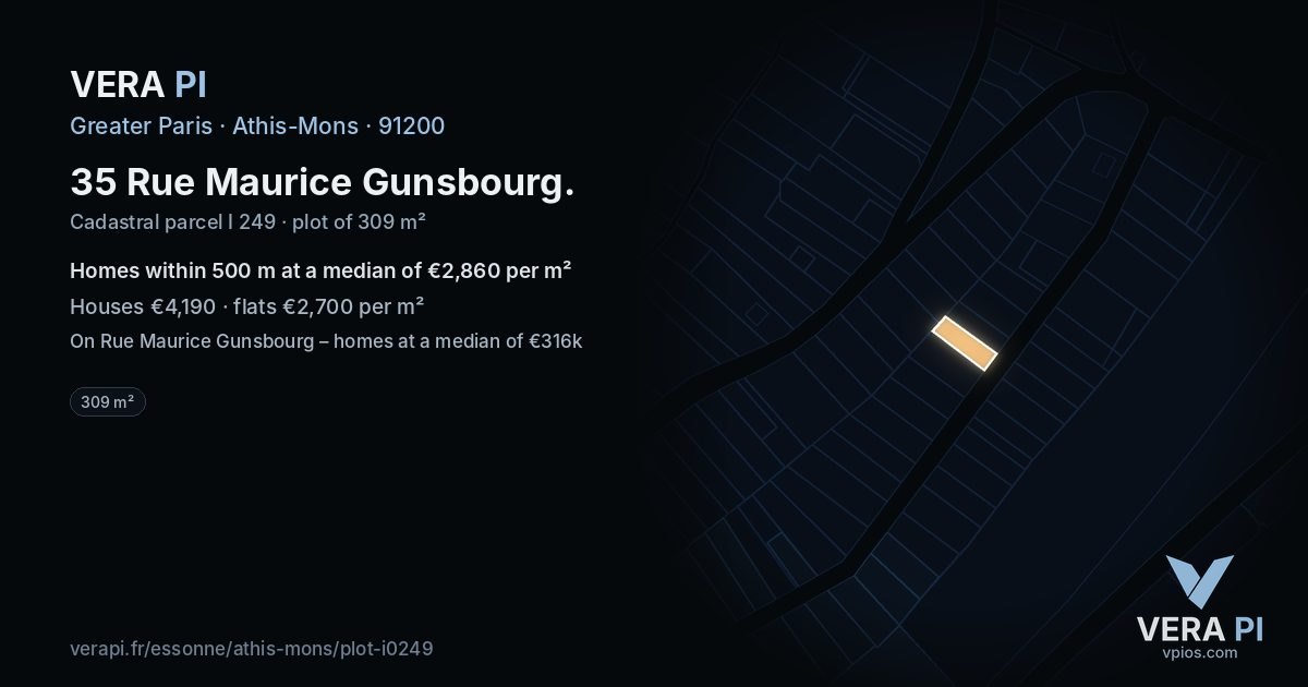 35 Rue Maurice Gunsbourg, Athis-Mons at night – the plot lit, the parcels around coloured by the prices near them