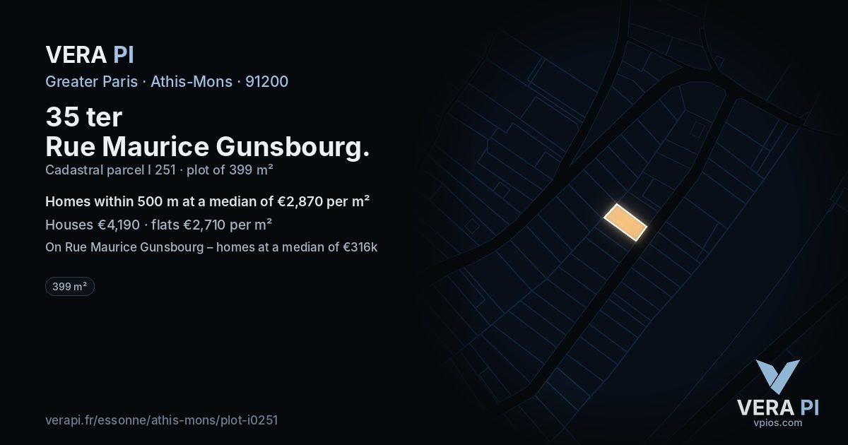 35 ter Rue Maurice Gunsbourg, Athis-Mons at night – the plot lit, the parcels around coloured by the prices near them