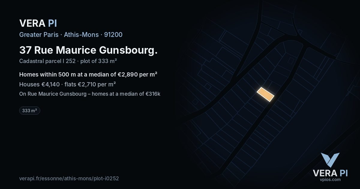37 Rue Maurice Gunsbourg, Athis-Mons at night – the plot lit, the parcels around coloured by the prices near them