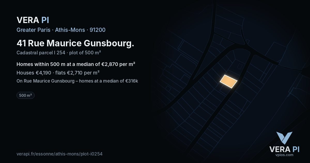 41 Rue Maurice Gunsbourg, Athis-Mons at night – the plot lit, the parcels around coloured by the prices near them