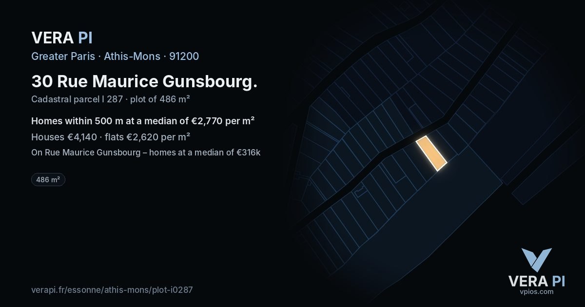 30 Rue Maurice Gunsbourg, Athis-Mons at night – the plot lit, the parcels around coloured by the prices near them