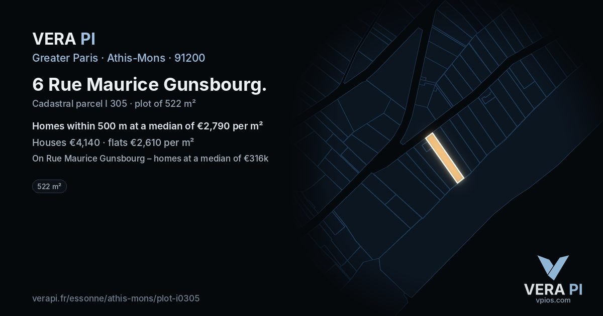 6 Rue Maurice Gunsbourg, Athis-Mons at night – the plot lit, the parcels around coloured by the prices near them