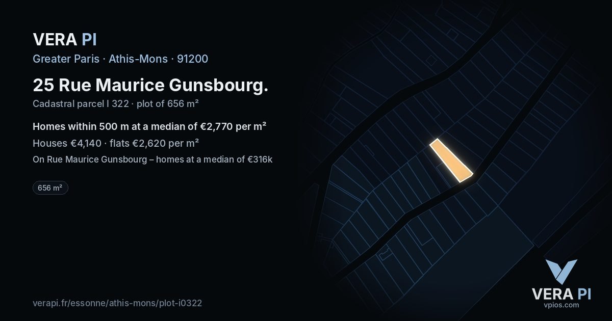 25 Rue Maurice Gunsbourg, Athis-Mons at night – the plot lit, the parcels around coloured by the prices near them