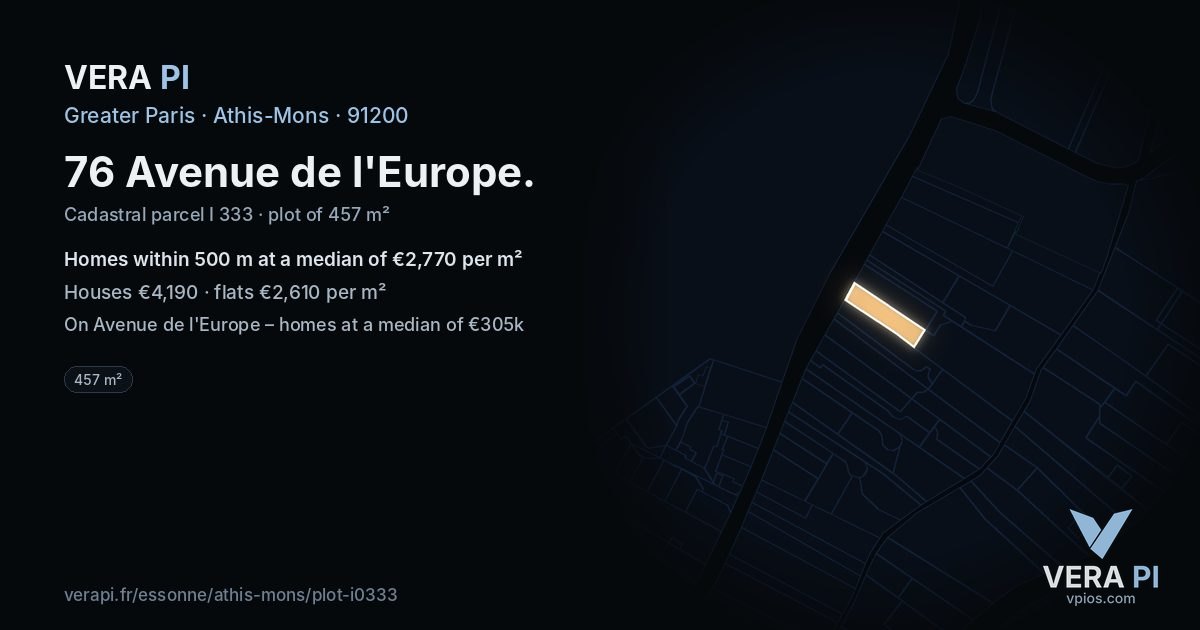 76 Avenue de l'Europe, Athis-Mons at night – the plot lit, the parcels around coloured by the prices near them
