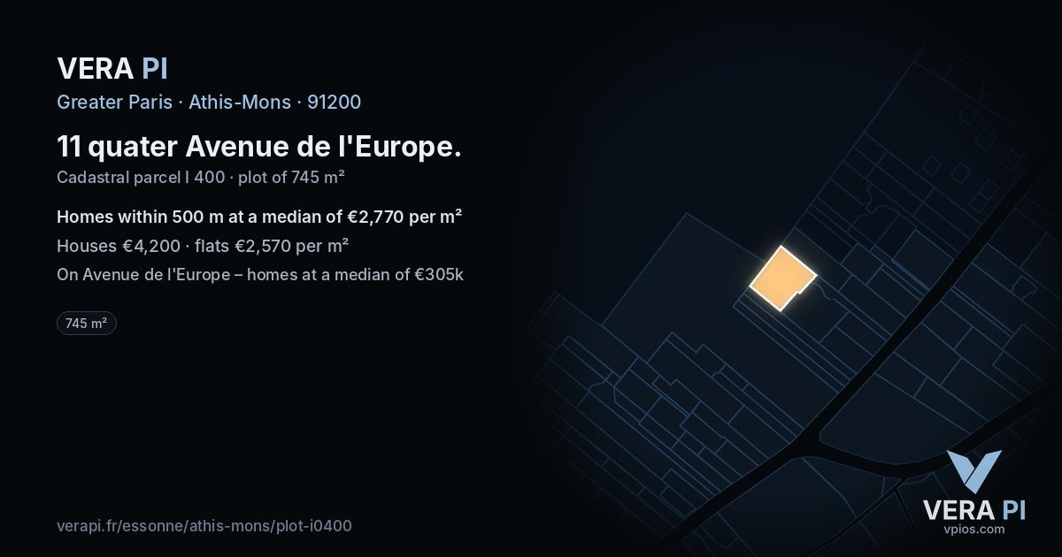 11 quater Avenue de l'Europe, Athis-Mons at night – the plot lit, the parcels around coloured by the prices near them