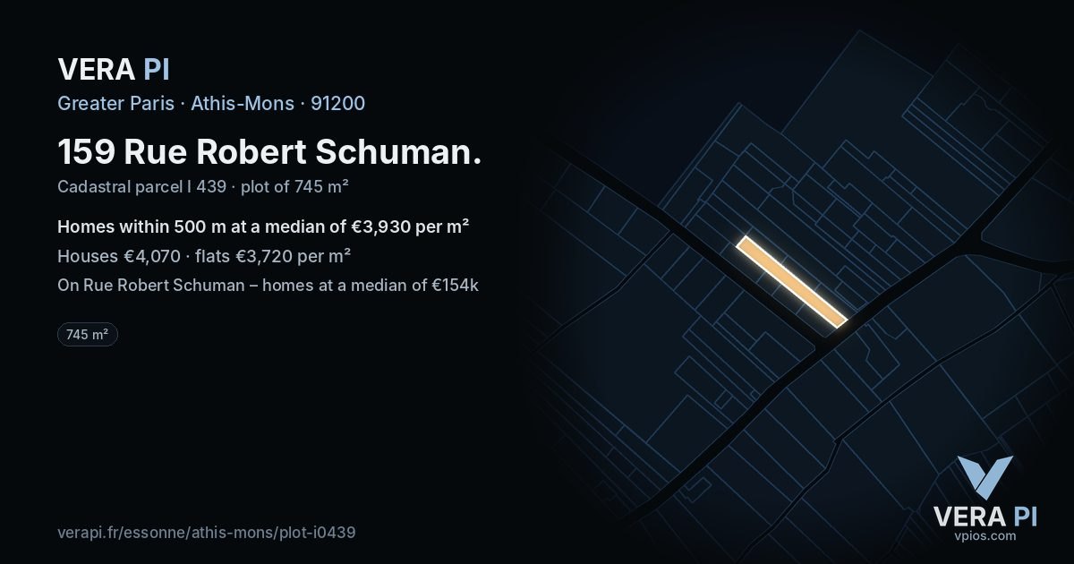 159 Rue Robert Schuman, Athis-Mons at night – the plot lit, the parcels around coloured by the prices near them