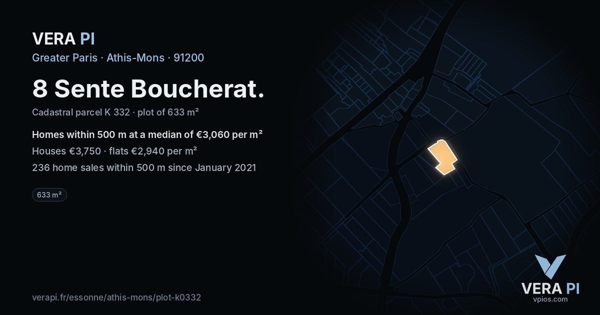 8 Sente Boucherat, Athis-Mons at night – the plot lit, the parcels around coloured by the prices near them