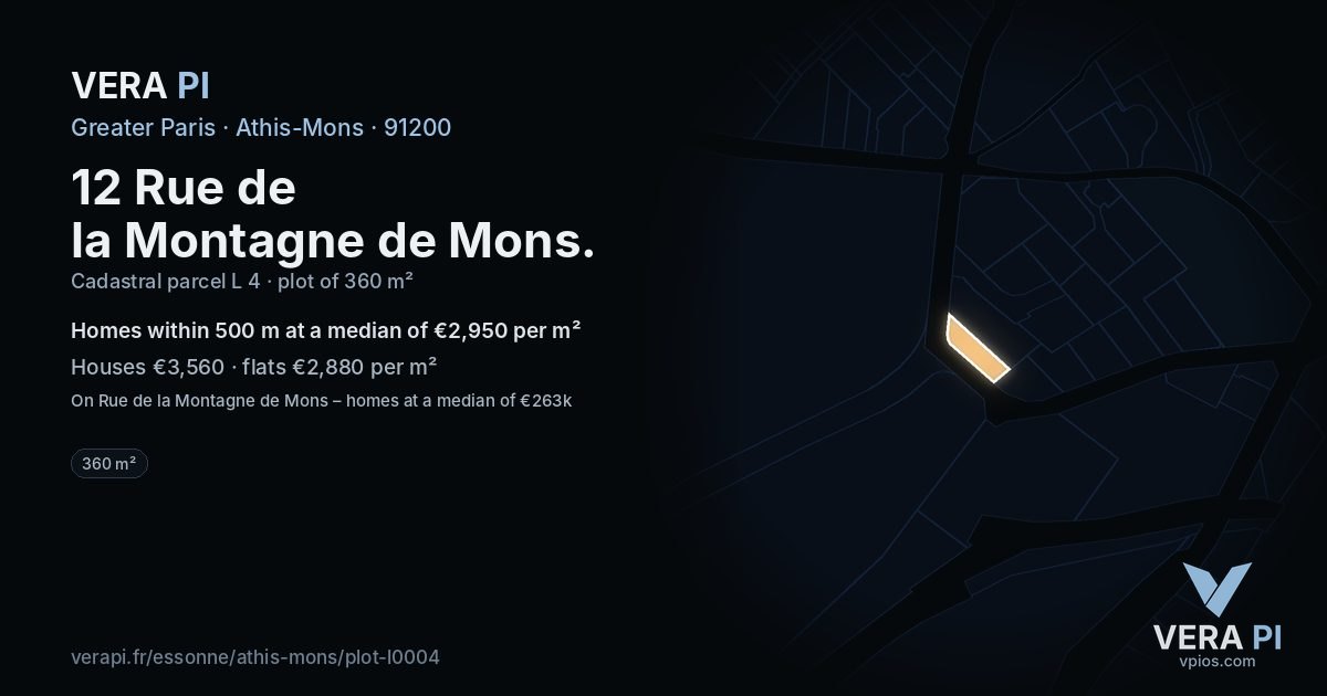 12 Rue de la Montagne de Mons, Athis-Mons at night – the plot lit, the parcels around coloured by the prices near them