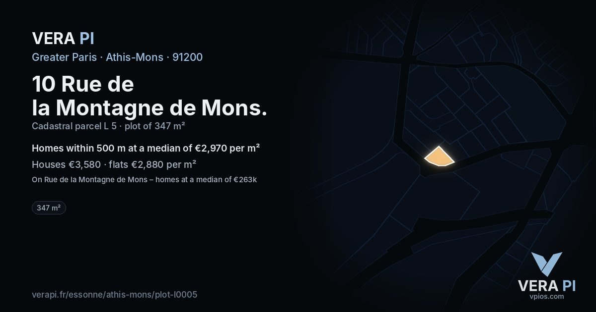 10 Rue de la Montagne de Mons, Athis-Mons at night – the plot lit, the parcels around coloured by the prices near them