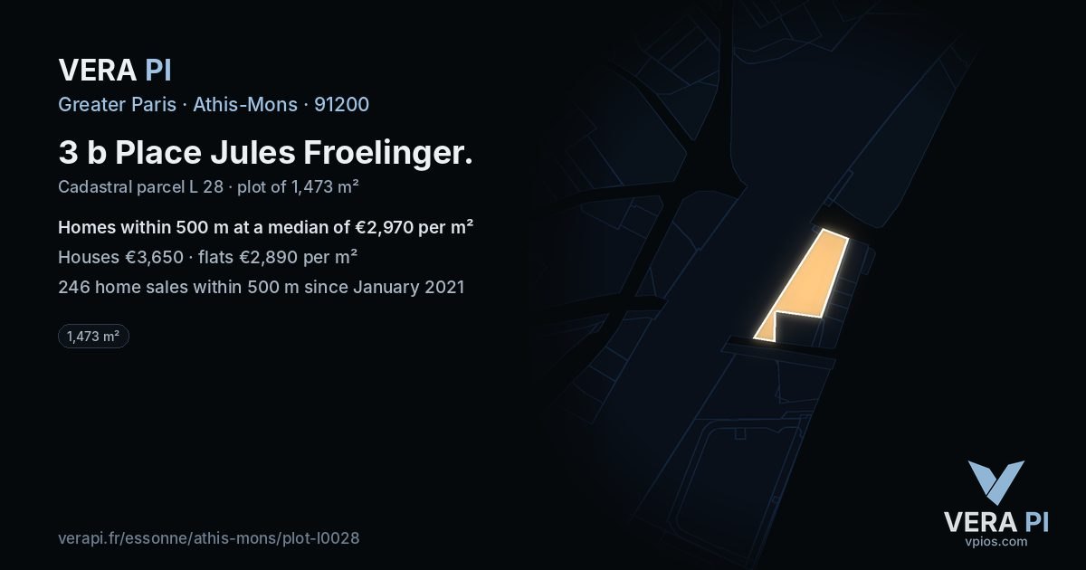 3 b Place Jules Froelinger, Athis-Mons at night – the plot lit, the parcels around coloured by the prices near them