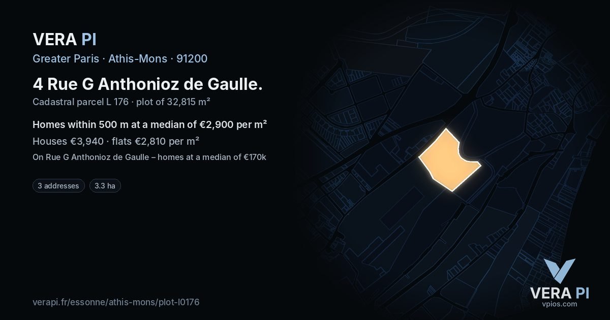 4 Rue G Anthonioz de Gaulle, Athis-Mons at night – the plot lit, the parcels around coloured by the prices near them
