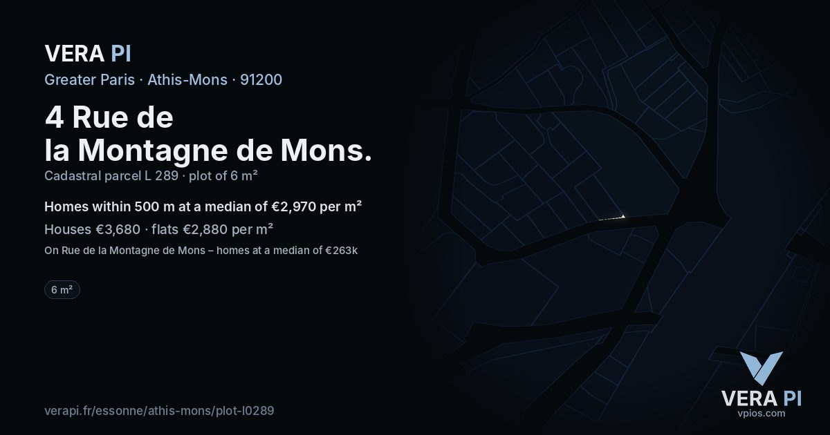 4 Rue de la Montagne de Mons, Athis-Mons at night – the plot lit, the parcels around coloured by the prices near them