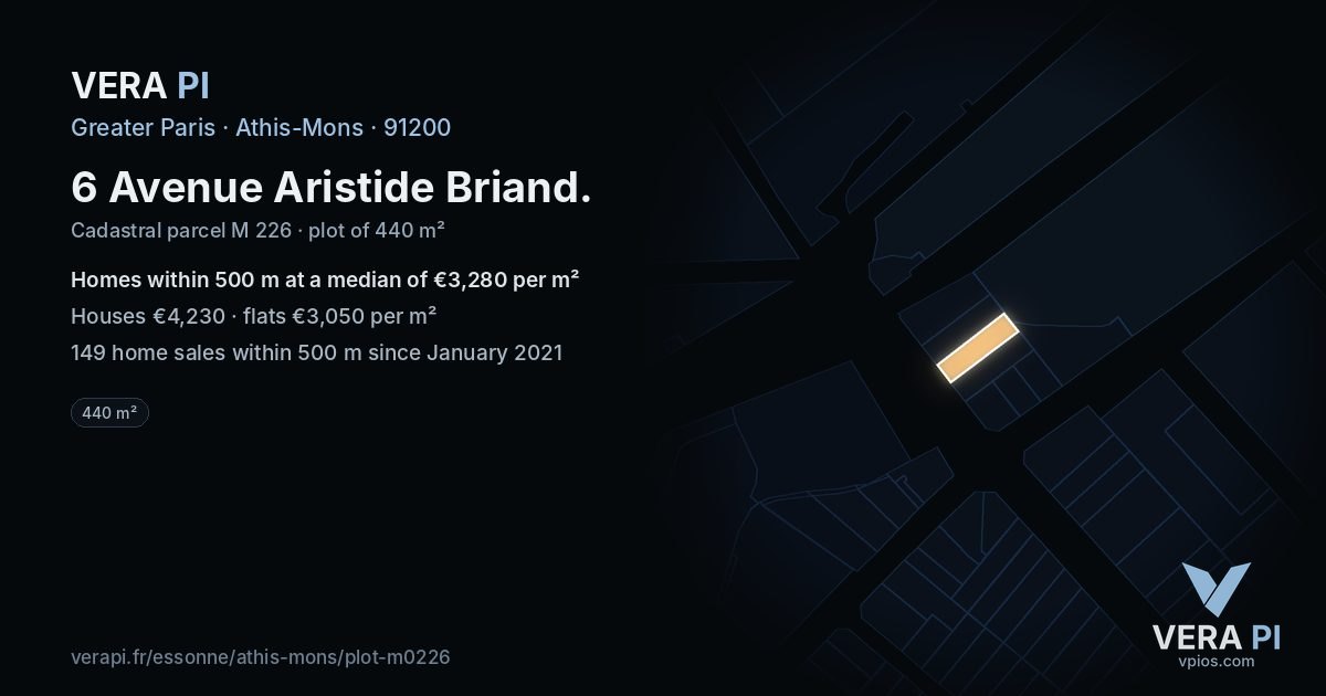6 Avenue Aristide Briand, Athis-Mons at night – the plot lit, the parcels around coloured by the prices near them