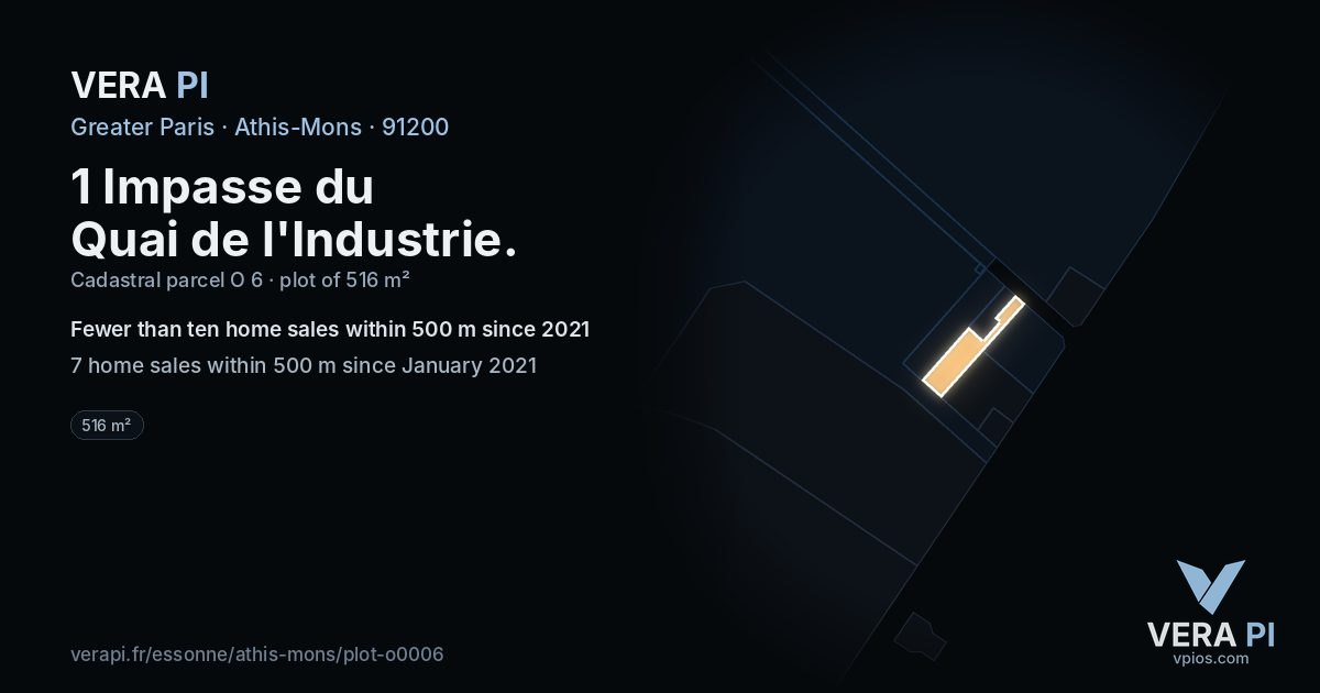1 Impasse du Quai de l'Industrie, Athis-Mons at night – the plot lit, the parcels around coloured by the prices near them