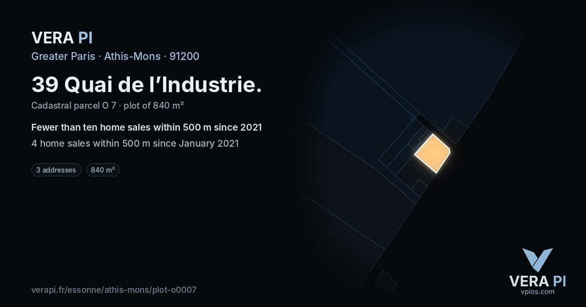 39 Quai de l’Industrie, Athis-Mons at night – the plot lit, the parcels around coloured by the prices near them