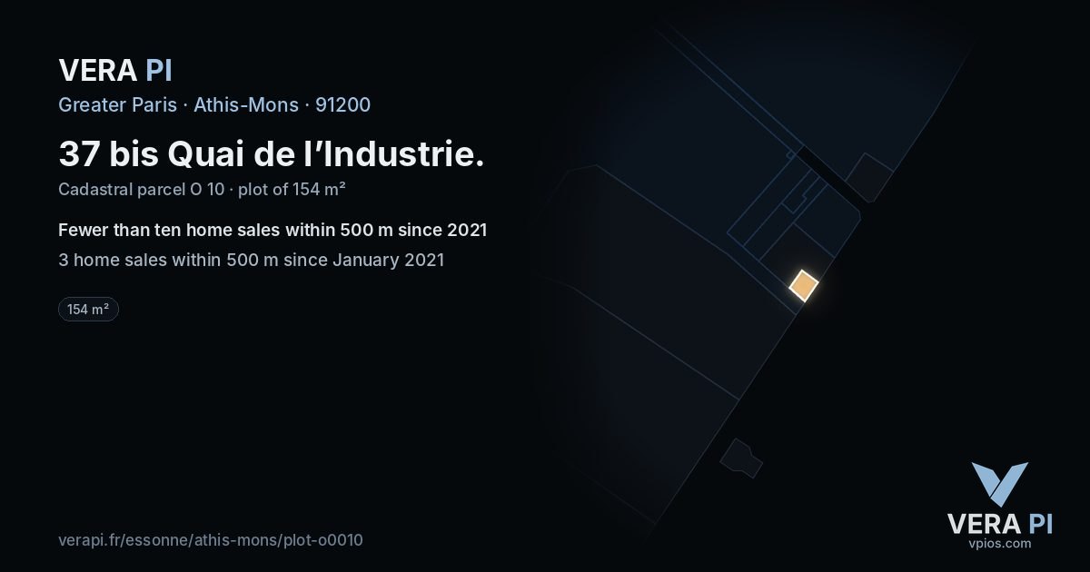 37 bis Quai de l’Industrie, Athis-Mons at night – the plot lit, the parcels around coloured by the prices near them