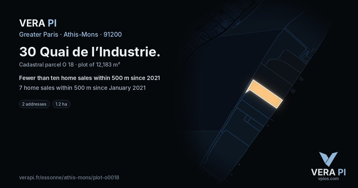 30 Quai de l’Industrie, Athis-Mons at night – the plot lit, the parcels around coloured by the prices near them