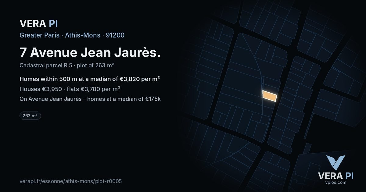 7 Avenue Jean Jaurès, Athis-Mons at night – the plot lit, the parcels around coloured by the prices near them