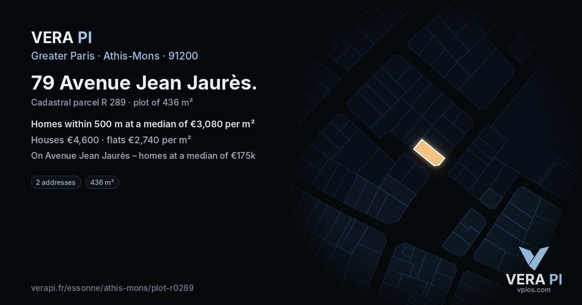 79 Avenue Jean Jaurès, Athis-Mons at night – the plot lit, the parcels around coloured by the prices near them
