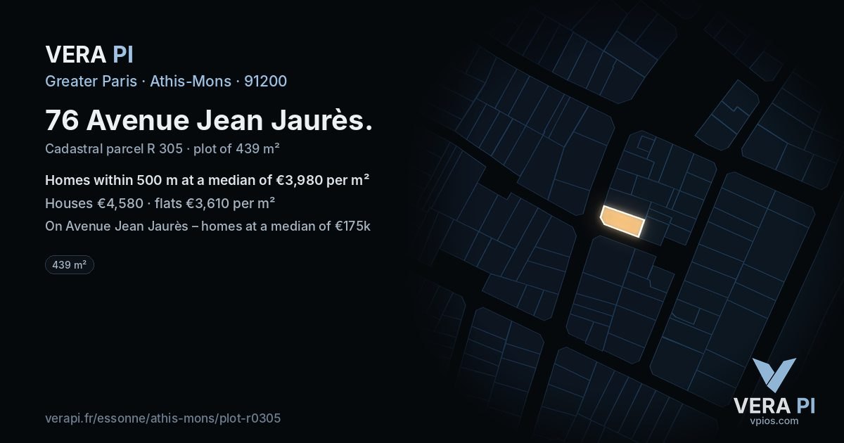 76 Avenue Jean Jaurès, Athis-Mons at night – the plot lit, the parcels around coloured by the prices near them