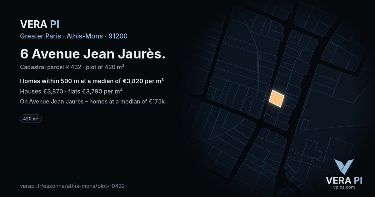 6 Avenue Jean Jaurès, Athis-Mons at night – the plot lit, the parcels around coloured by the prices near them